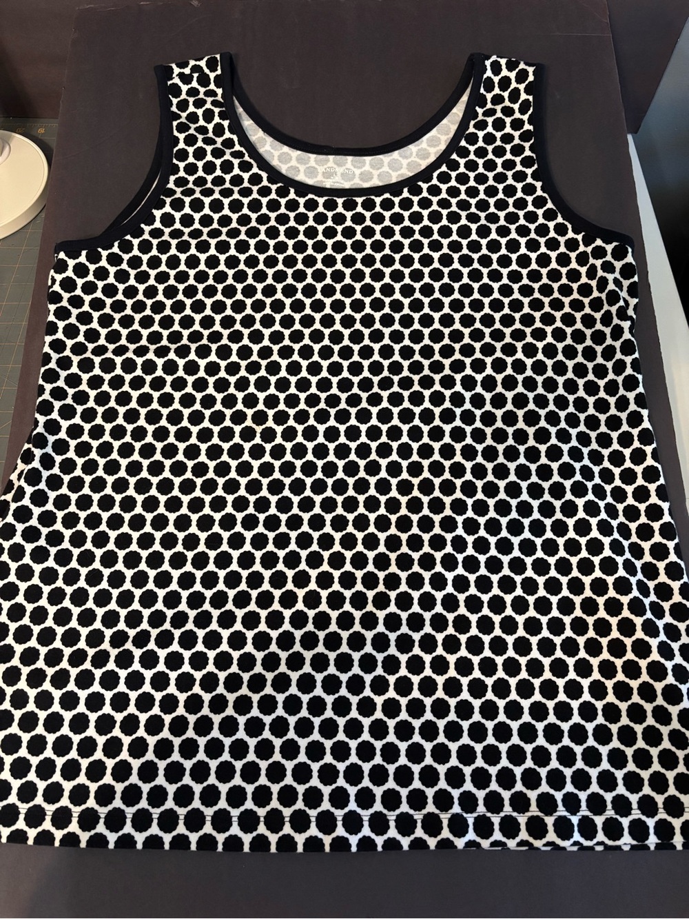 Lands' End Black and White Dot Scoop Neck Tank